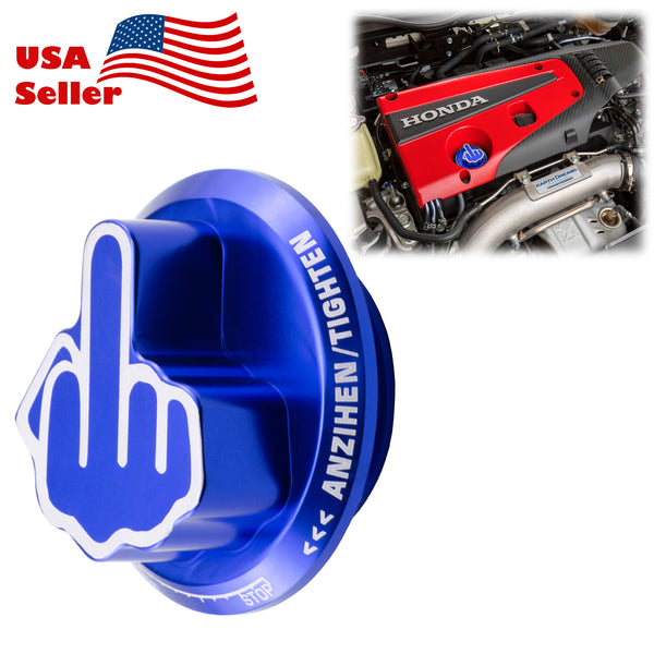 Middle Finger Engine Oil Filter Tank Cap For Acura Honda (Black / Blue / Gold / Red / Silver)
