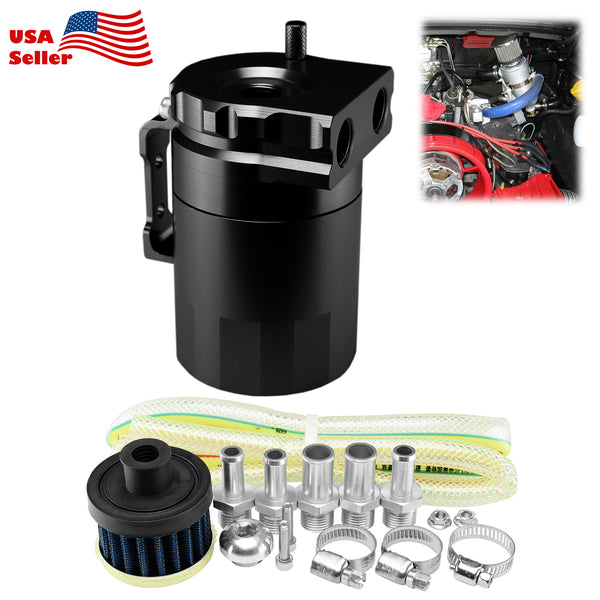 Billet Aluminum Engine Oil Catch Tank Reservoir Breather Filter Black #03 (Black / Blue / Gold / Green / Purple / Red / Silver)