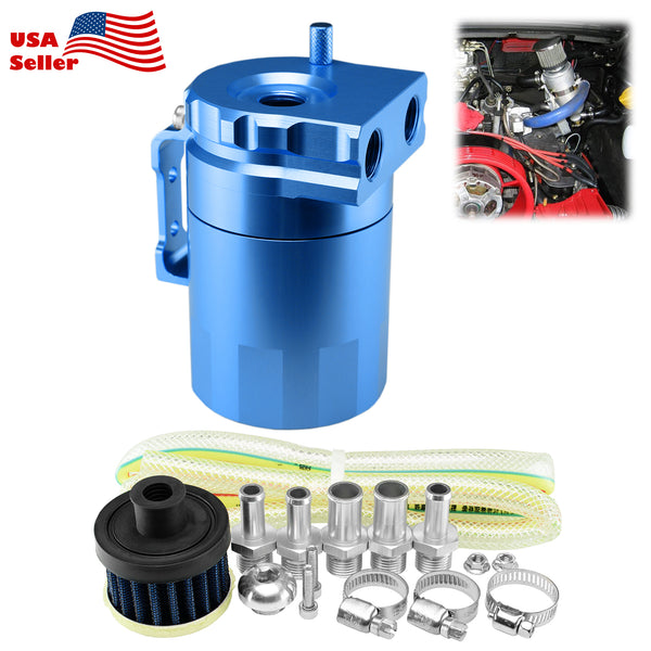 Billet Aluminum Engine Oil Catch Tank Reservoir Breather Filter Black #03 (Black / Blue / Gold / Green / Purple / Red / Silver)