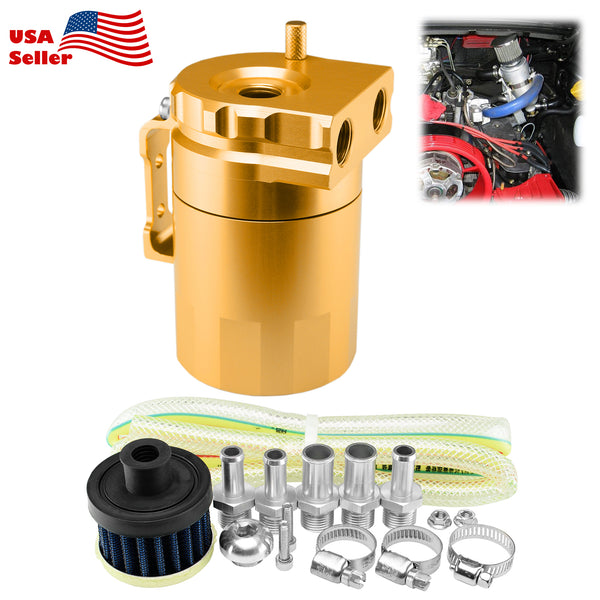 Billet Aluminum Engine Oil Catch Tank Reservoir Breather Filter Black #03 (Black / Blue / Gold / Green / Purple / Red / Silver)