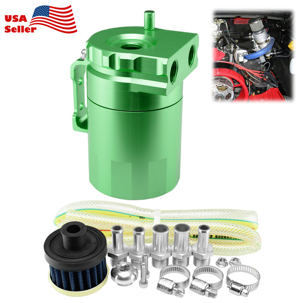 Billet Aluminum Engine Oil Catch Tank Reservoir Breather Filter Black #03 (Black / Blue / Gold / Green / Purple / Red / Silver)