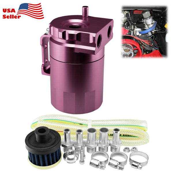 Billet Aluminum Engine Oil Catch Tank Reservoir Breather Filter Black #03 (Black / Blue / Gold / Green / Purple / Red / Silver)