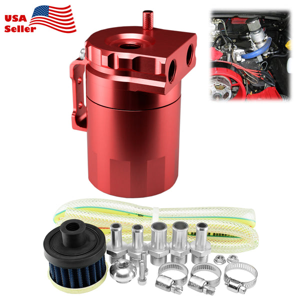 Billet Aluminum Engine Oil Catch Tank Reservoir Breather Filter Black #03 (Black / Blue / Gold / Green / Purple / Red / Silver)