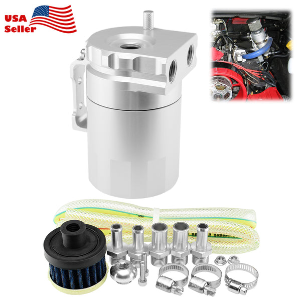 Billet Aluminum Engine Oil Catch Tank Reservoir Breather Filter Black #03 (Black / Blue / Gold / Green / Purple / Red / Silver)