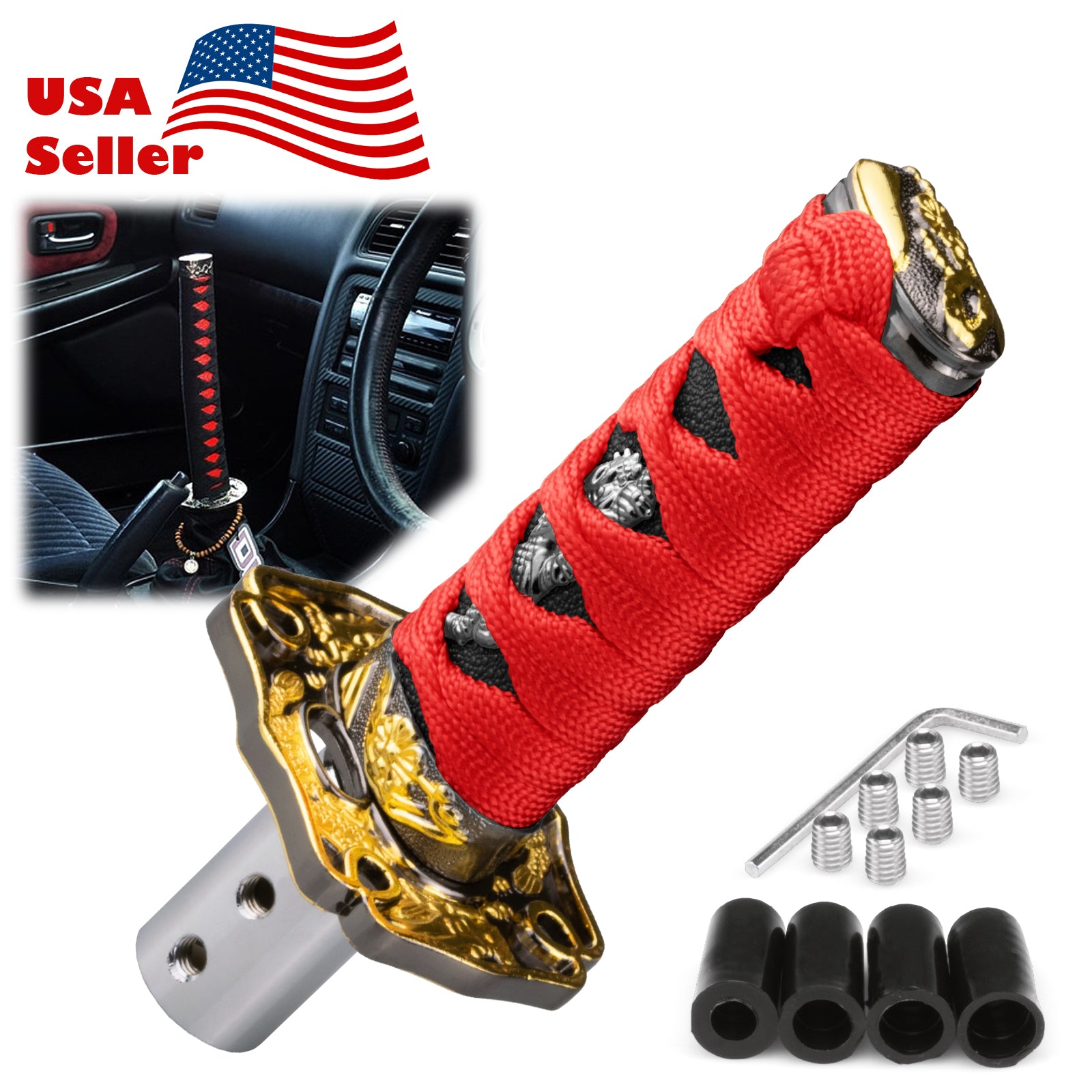 katana gear shifter Universal Samurai Sword Shift Knob (Black / Black Red / Black White / – EzAuto Wrap