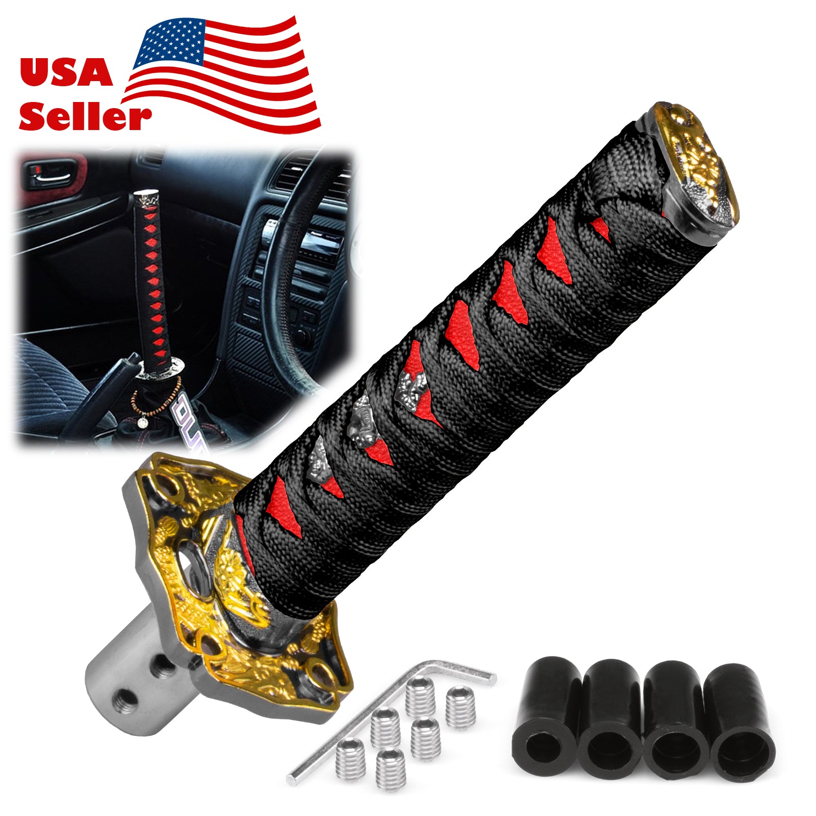 Universal Samurai Sword Shift Knob (Black / Black Red