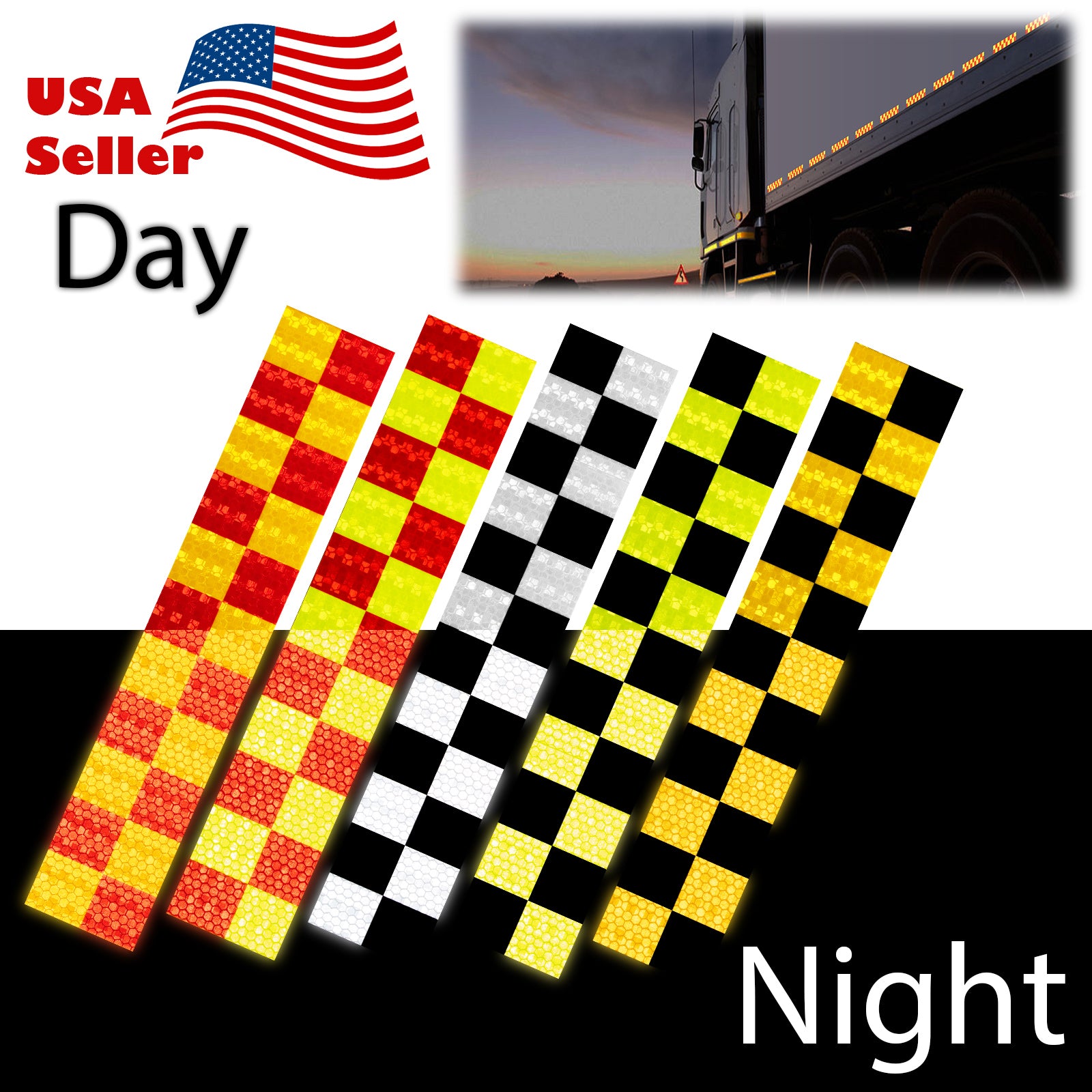 Reflective Safety Checker Tape Strip (1 Foot Per Strip)
