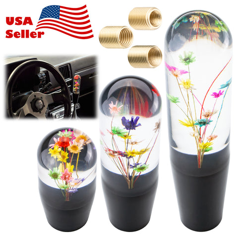 Universal Racing Clear Crystal Real Flowers Shift Knob (10cm / 15cm / 20cm)