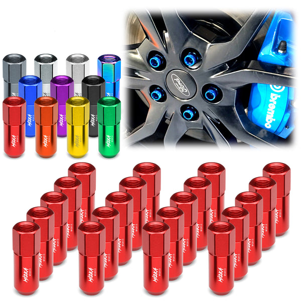 20pcs Aluminum Extended Wheel Lug Nuts M12x1.50 WN02 (Black / Blue / Gold / Green / Gunmetal Gray / Neo Chrome / Orange / Purple / Red / Silver)