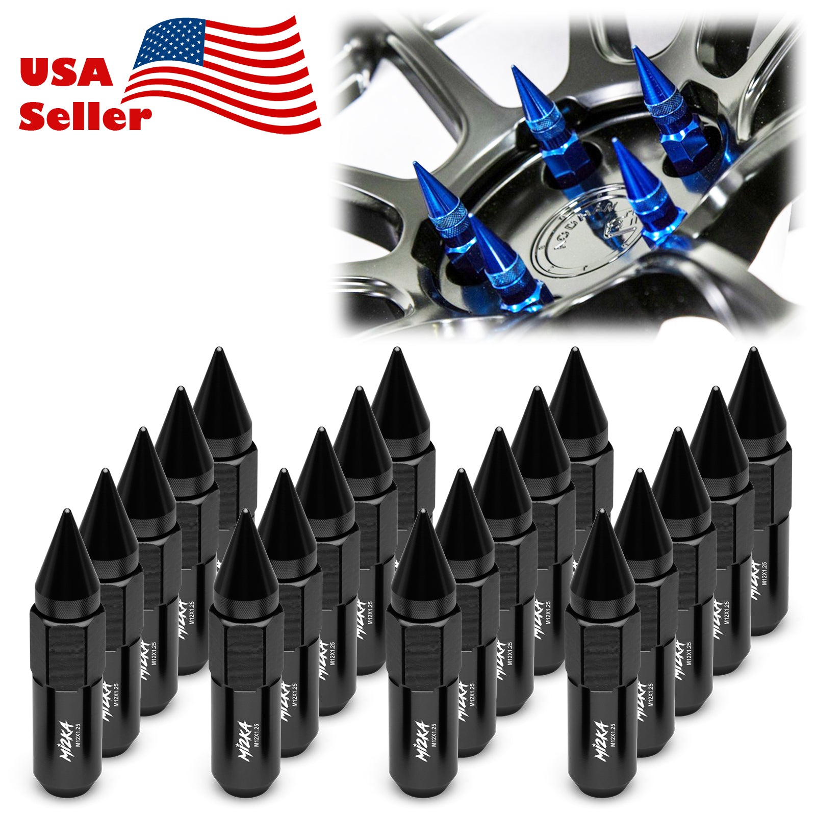 20pcs Aluminum Spiked Extended Wheel Lug Nuts M12x1.25 WN03 (Black / Blue / Gold / Green / Gunmetal Gray / Neo Chrome / Orange / Purple / Red / Silver)