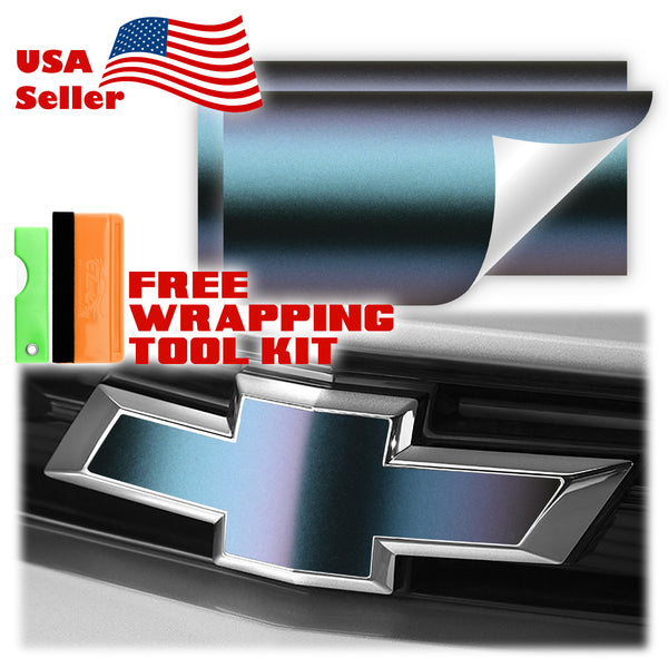 2pcs 5"x10" Chameleon Matte Color Shift Chevy Emblem Bowtie Overlay Vinyl Wrap