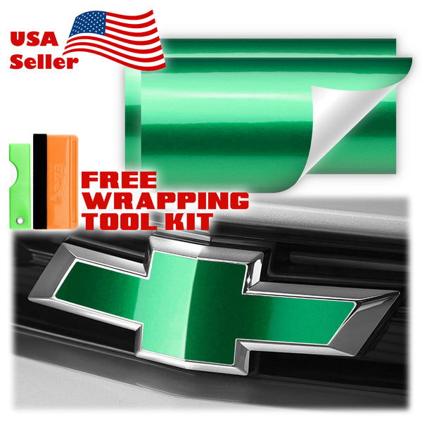 2pcs 5"x10" Gloss Metallic Chevy Emblem Bowtie Overlay Vinyl Wrap