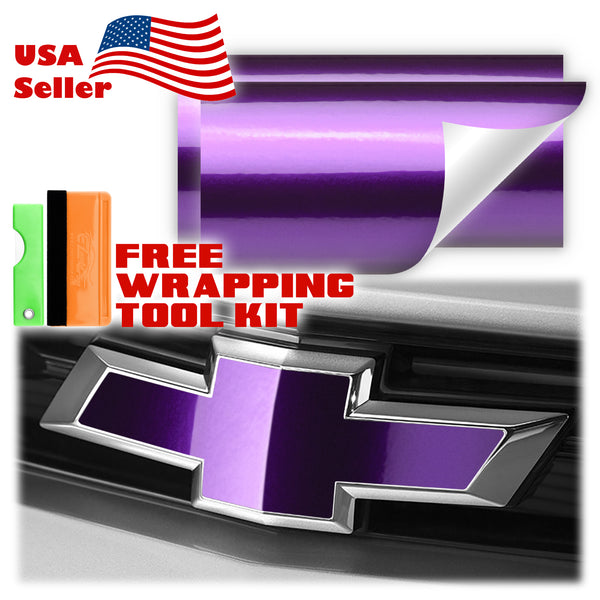 2pcs 5"x10" Gloss Metallic Chevy Emblem Bowtie Overlay Vinyl Wrap