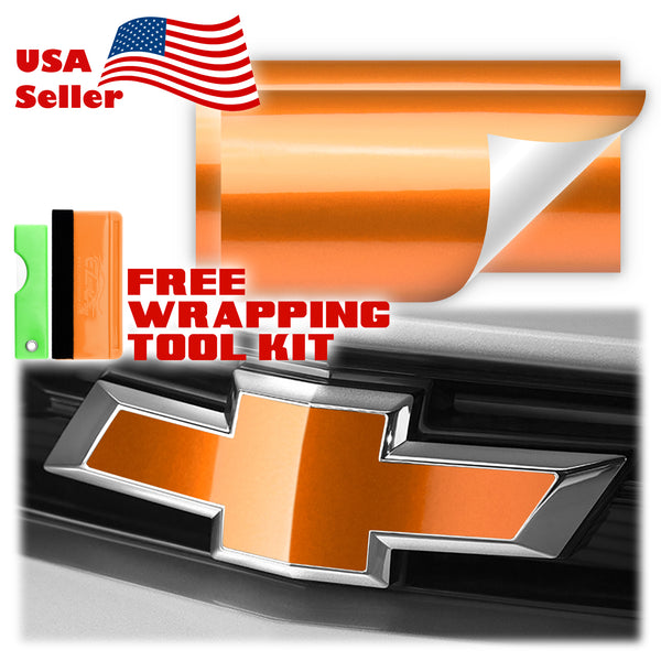 2pcs 5"x10" Gloss Metallic Chevy Emblem Bowtie Overlay Vinyl Wrap