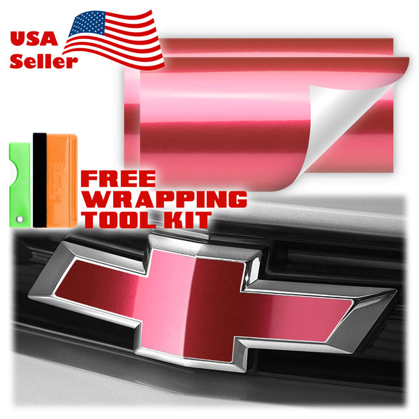 2pcs 5"x10" Gloss Metallic Chevy Emblem Bowtie Overlay Vinyl Wrap