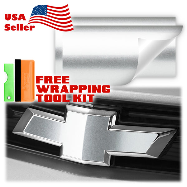 2pcs 5"x10" Gloss Metallic Chevy Emblem Bowtie Overlay Vinyl Wrap