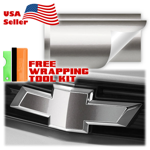 2pcs 5"x10" Gloss Metallic Chevy Emblem Bowtie Overlay Vinyl Wrap