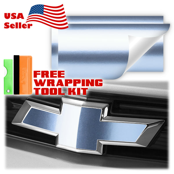 2pcs 5"x10" Gloss Metallic Chevy Emblem Bowtie Overlay Vinyl Wrap