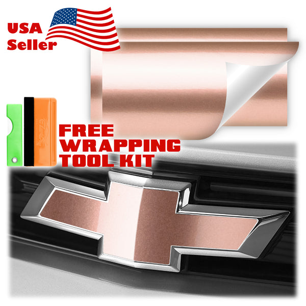2pcs 5"x10" Gloss Metallic Chevy Emblem Bowtie Overlay Vinyl Wrap