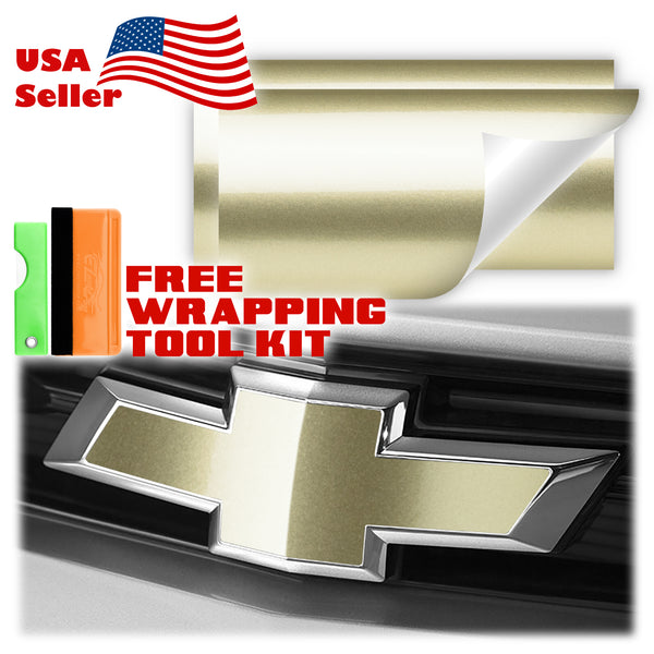 2pcs 5"x10" Gloss Metallic Chevy Emblem Bowtie Overlay Vinyl Wrap