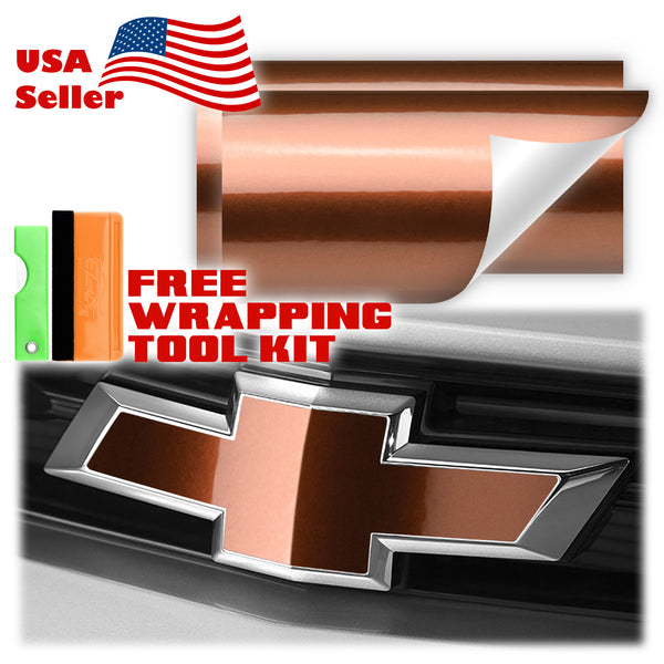 2pcs 5"x10" Gloss Metallic Chevy Emblem Bowtie Overlay Vinyl Wrap