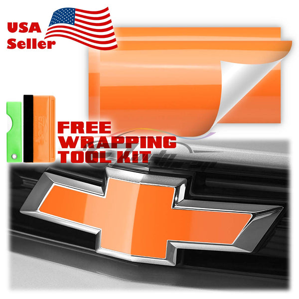 2pcs 5"x10" High Gloss Chevy Emblem Bowtie Overlay Vinyl Wrap