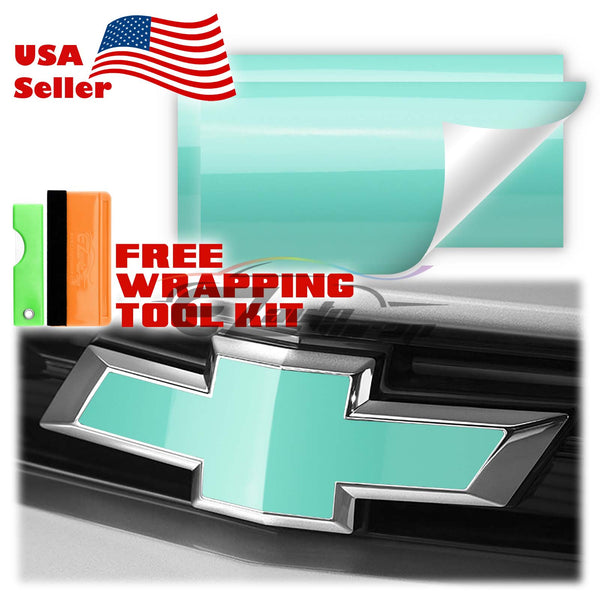 2pcs 5"x10" High Gloss Chevy Emblem Bowtie Overlay Vinyl Wrap