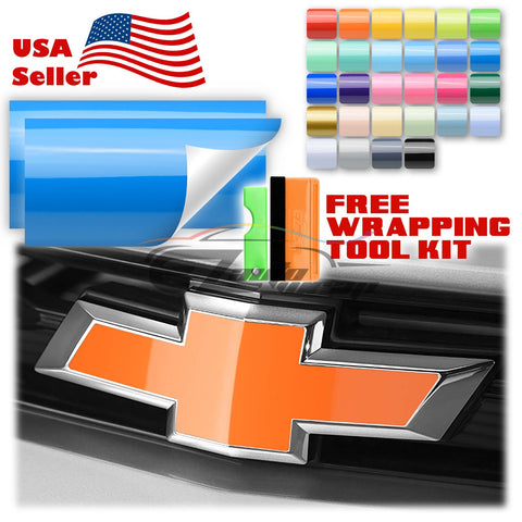 2pcs 5"x10" High Gloss Chevy Emblem Bowtie Overlay Vinyl Wrap