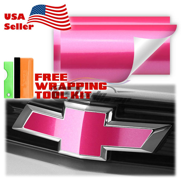 2pcs 5"x10" Super Gloss Metallic Chevy Emblem Bowtie Overlay Vinyl Wrap