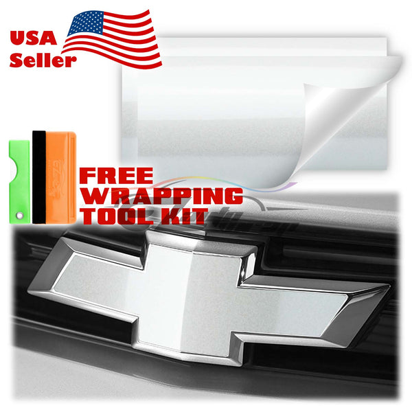 2pcs 5"x10" Super Gloss Metallic Chevy Emblem Bowtie Overlay Vinyl Wrap