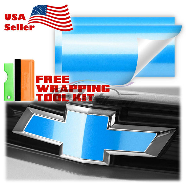 2pcs 5"x10" Super Gloss Metallic Chevy Emblem Bowtie Overlay Vinyl Wrap