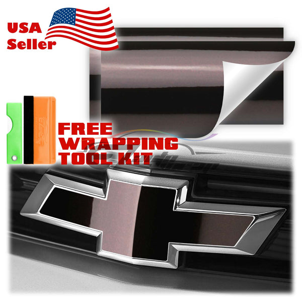 2pcs 5"x10" Super Gloss Metallic Chevy Emblem Bowtie Overlay Vinyl Wrap