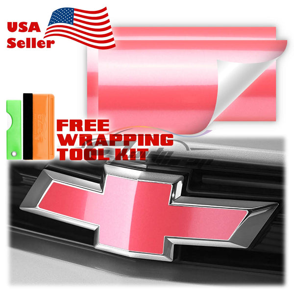2pcs 5"x10" Super Gloss Metallic Chevy Emblem Bowtie Overlay Vinyl Wrap