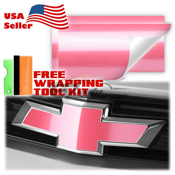 2pcs 5"x10" Super Gloss Metallic Chevy Emblem Bowtie Overlay Vinyl Wrap