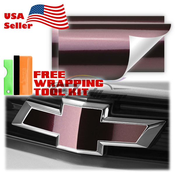 2pcs 5"x10" Super Gloss Metallic Chevy Emblem Bowtie Overlay Vinyl Wrap