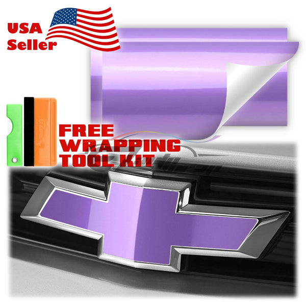 2pcs 5"x10" Super Gloss Metallic Chevy Emblem Bowtie Overlay Vinyl Wrap