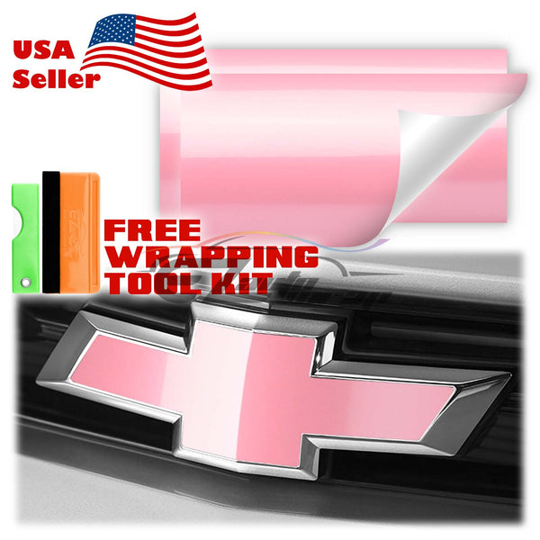 2pcs 5"x10" Super Gloss Metallic Chevy Emblem Bowtie Overlay Vinyl Wrap