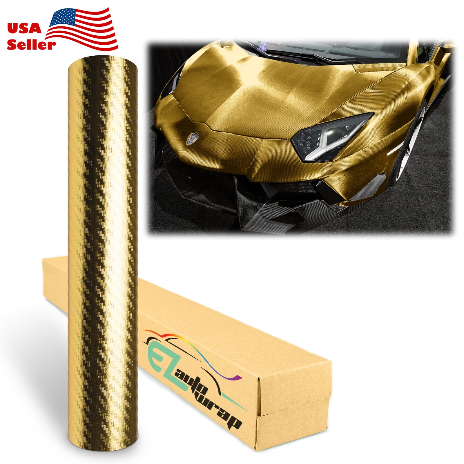Chrome 3D Carbon Fiber Gold Vinyl Wrap