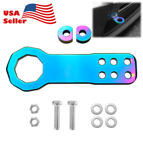 2.5" 10 mm Aluminum Front Bumper Tow Hook (Black / Blue / Gold / Neo Chrome / Purple / Red / Silver)