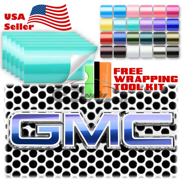 6pcs 4"x6" Super Gloss Metallic GMC Emblem Overlay Vinyl Wrap
