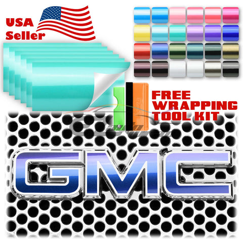 6pcs 4"x6" Super Gloss Metallic GMC Emblem Overlay Vinyl Wrap
