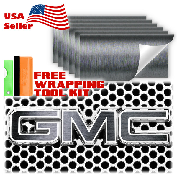 6pcs 4"x6" Brushed Aluminum GMC Emblem Overlay