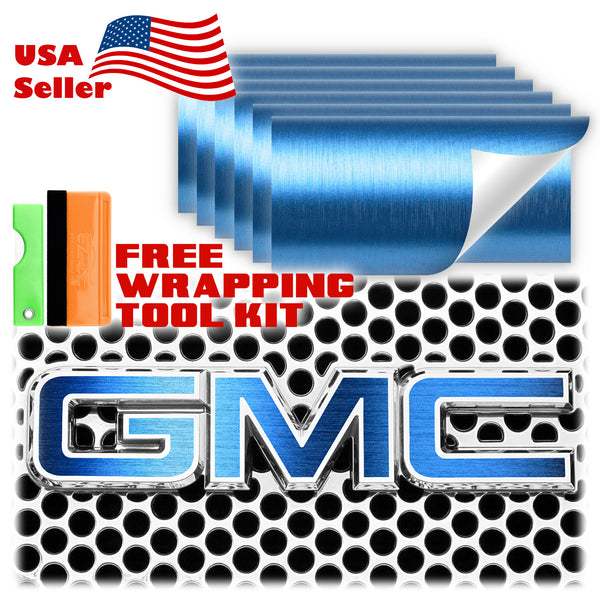 6pcs 4"x6" Brushed Aluminum GMC Emblem Overlay