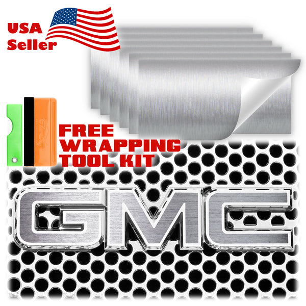 6pcs 4"x6" Brushed Aluminum GMC Emblem Overlay