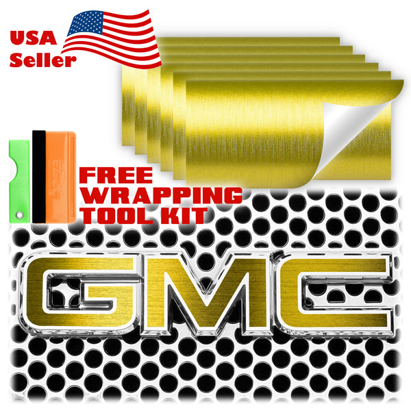 6pcs 4"x6" Brushed Aluminum GMC Emblem Overlay