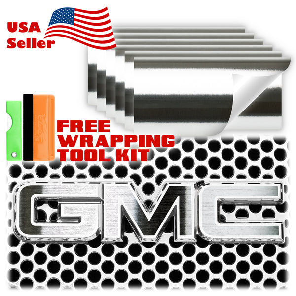 6pcs 4"x6" Brushed Aluminum GMC Emblem Overlay