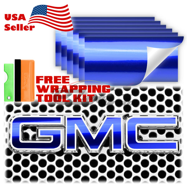 6pcs 4"x6" Gloss Metallic GMC Emblem Overlay Vinyl Wrap