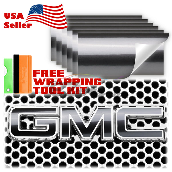 6pcs 4"x6" Gloss Metallic GMC Emblem Overlay Vinyl Wrap