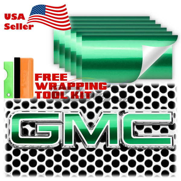 6pcs 4"x6" Gloss Metallic GMC Emblem Overlay Vinyl Wrap