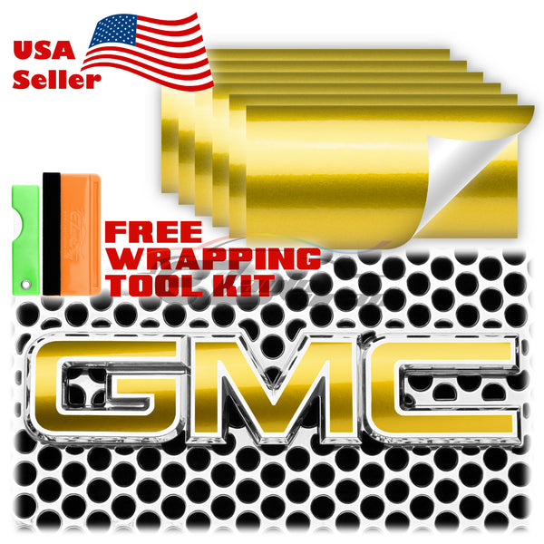 6pcs 4"x6" Gloss Metallic GMC Emblem Overlay Vinyl Wrap
